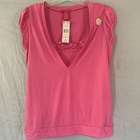 NWT Thalia Sodi Pink Layered Top Juniors Large - Picture 2 of 6